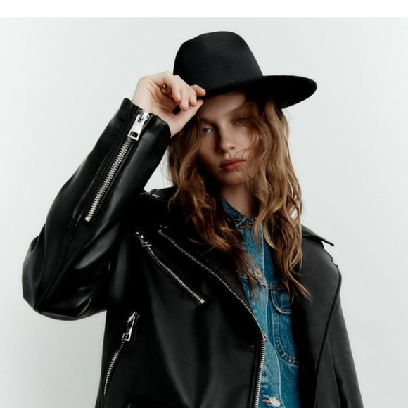 Zara Accessories - ZARA Women's Wool Rhinestone Felt Hat(Black, M)